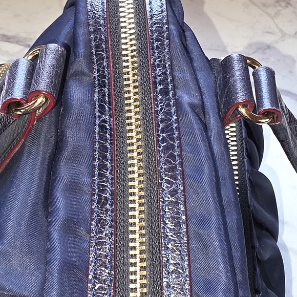 NWOT! MZ Wallace Dark Blue Shoulder Bag with Gold Details - Picture 13 of 15
